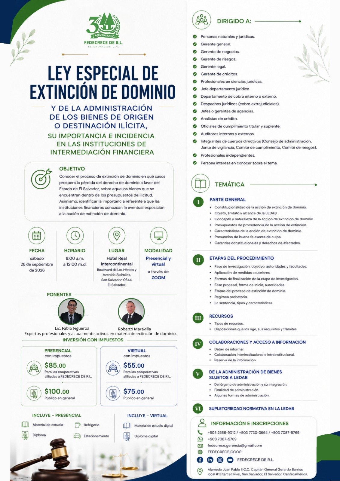 Capacitación: Ley Especial de Extinción de Dominio y de la Administración de los Bienes de Origen o Destinación Ilícita